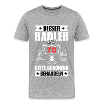 Dieser Radler ist 70. Schonend behandeln - Männer Premium Bio T-Shirt - Grau meliert - Vorne - Damien (186cm)