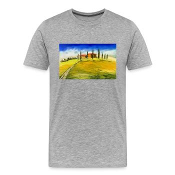 Typisches Toskanamotiv - Männer Premium Bio T-Shirt - Grau meliert - Vorne - Damien (186cm)