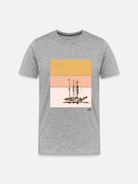 Ruhig - Männer Premium Bio T-Shirt - Grau meliert