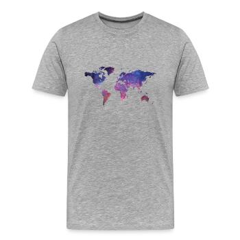 Welt Geschenk Kontinente Karte - Männer Premium Bio T-Shirt - Grau meliert - Vorne - Damien (186cm)