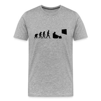 Fernsehen Bingewatching Serienmarathonevolution - Männer Premium Bio T-Shirt - Grau meliert - Vorne - Damien (186cm)