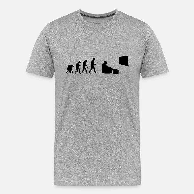 Fernsehen Bingewatching Serienmarathonevolution - Männer Premium Bio T-Shirt - Grau meliert