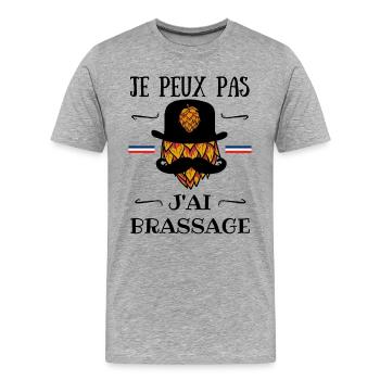 Je peux pas j ai brassage bleu blanc rouge houblon - T-shirt bio Premium Homme - gris chiné - Devant - Damien (186cm)