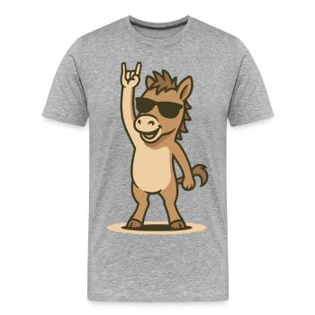 Poulain Rock’n’Ride - T-shirt bio Premium Homme - gris chiné - Devant - Damien (186cm)