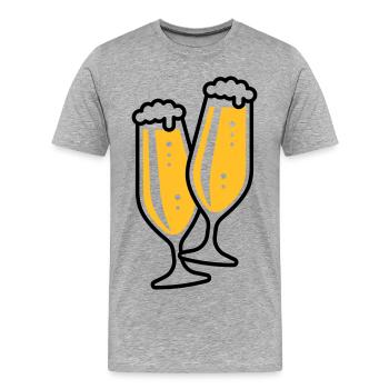 Pilsglas Schlank (Bier / Pils / Biertulpe / 2C) - Männer Premium Bio T-Shirt - Grau meliert - Vorne - Damien (186cm)