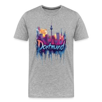 Dortmund - Männer Premium Bio T-Shirt - Grau meliert - Vorne - Damien (186cm)