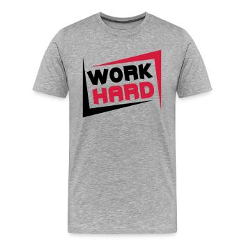 Work Hard - Männer Premium Bio T-Shirt - Grau meliert - Vorne - Damien (186cm)