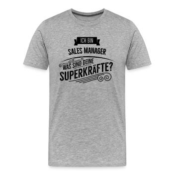 Sales Manager - Männer Premium Bio T-Shirt - Grau meliert - Vorne - Damien (186cm)