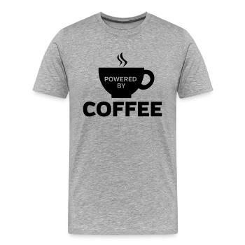 Powered By Coffee - Männer Premium Bio T-Shirt - Grau meliert - Vorne - Damien (186cm)