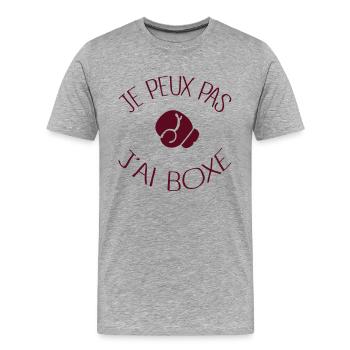 Je peux pas j'ai Boxe - T-shirt bio Premium Homme - gris chiné - Devant - Damien (186cm)