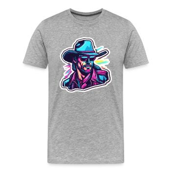 Cowboy / Wild West / Desert / Lasso / Rodeo - Men's Premium Organic T-Shirt - heather grey - Front - Damien (186cm)