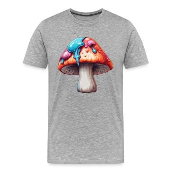 Champignon / Champignon / Prairie / Forêt / Goa / Psy - T-shirt bio Premium Homme - gris chiné - Devant - Damien (186cm)