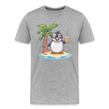 Penguin Summer Beach Vacation - Men's Premium Organic T-Shirt - heather grey - Front - Damien (186cm)