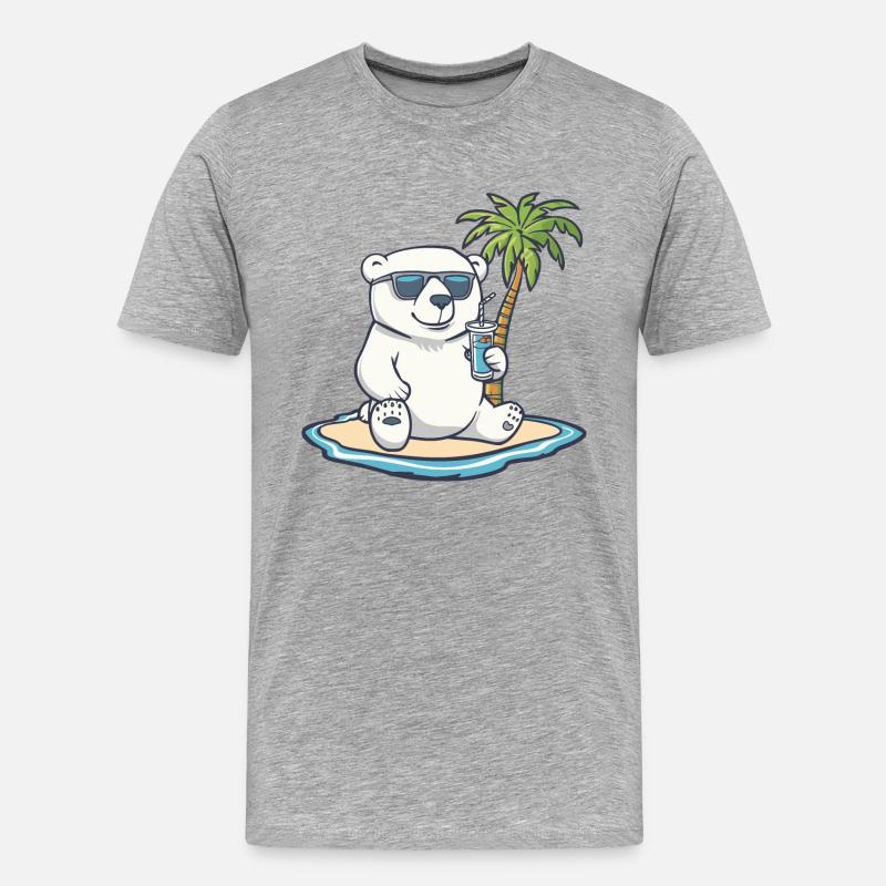 Eisbär Sommer Strand Urlaub - Männer Premium Bio T-Shirt - Grau meliert