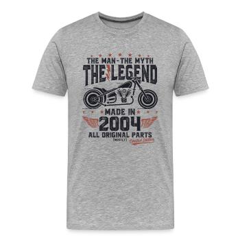 2004 Vintage Homme Mythe Légende Moto - T-shirt bio Premium Homme - gris chiné - Devant - Damien (186cm)
