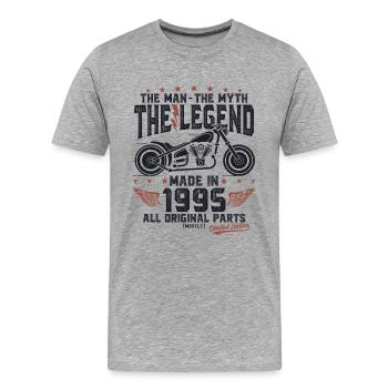 1995 Vintage Man Myth Legend Motorcycle - Men's Premium Organic T-Shirt - heather grey - Front - Damien (186cm)