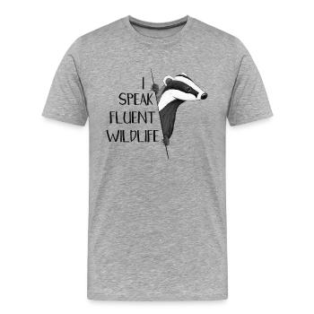Je parle couramment la faune! Amusement de la faune du blaireau - T-shirt bio Premium Homme - gris chiné - Devant - Damien (186cm)