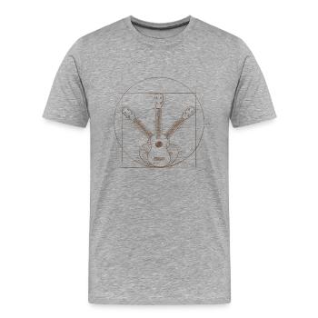 Ukulélé soprano de Vitruve ! UAS Ukulélé Uke Fun - T-shirt bio Premium Homme - gris chiné - Devant - Damien (186cm)