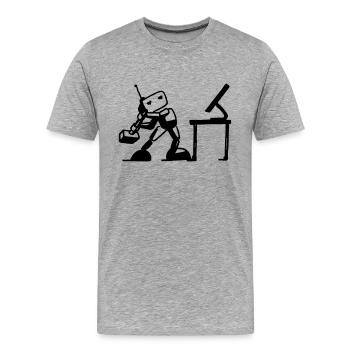 Robot-Rebelle - Männer Premium Bio T-Shirt - Grau meliert - Vorne - Damien (186cm)
