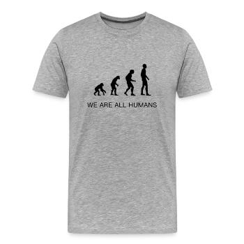 Evolution - Männer Premium Bio T-Shirt - Grau meliert - Vorne - Damien (186cm)