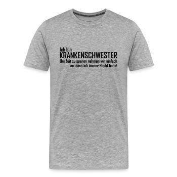 ich bin krankenschwester - Männer Premium Bio T-Shirt - Grau meliert - Vorne - Damien (186cm)