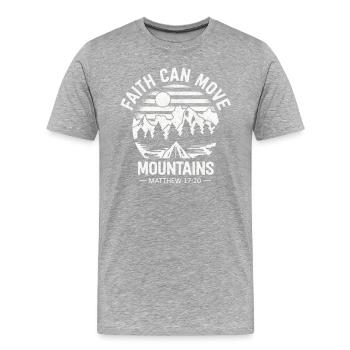 Christian Faith Can Move Mountains Jesus Christ - Männer Premium Bio T-Shirt - Grau meliert - Vorne - Damien (186cm)