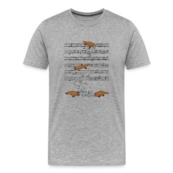 Ornithorynque Ornithorynque Ornithorynque Partitions Cadeau - T-shirt bio Premium Homme - gris chiné - Devant - Damien (186cm)