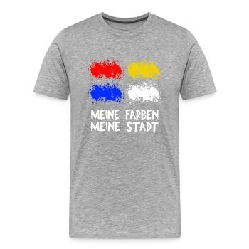 Mainz Fastnacht Farben Meine Stadt - Männer Premium Bio T-Shirt - Grau meliert - Vorne - Damien (186cm)