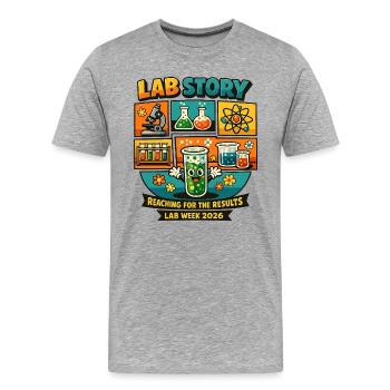 Lab Story Semaine de Laboratoire 2026 - T-shirt bio Premium Homme - gris chiné - Devant - Damien (186cm)