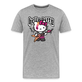 Hello Kitty Im Rockigem Outfit Spielt E-Guitarre - Männer Premium Bio T-Shirt - Grau meliert - Vorne - Damien (186cm)