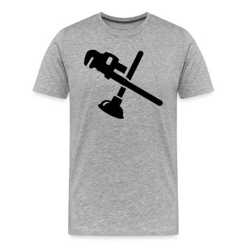 Klempner - Männer Premium Bio T-Shirt - Grau meliert - Vorne - Damien (186cm)