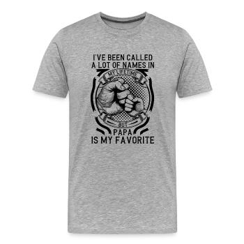 Dad Father Son Gift Idea Called A Lot Of Names - Men's Premium Organic T-Shirt - heather grey - Front - Damien (186cm)