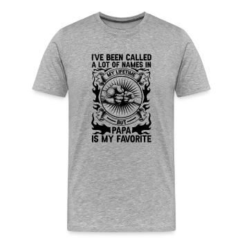 Papa Vater Sohn Geschenkidee Called A Lot Of Names - Männer Premium Bio T-Shirt - Grau meliert - Vorne - Damien (186cm)