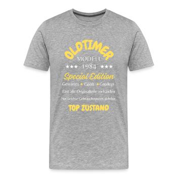 40.Geburtstag Oldtimer, 1984 - Männer Premium Bio T-Shirt - Grau meliert - Vorne - Damien (186cm)