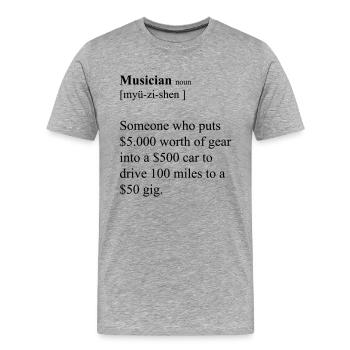 Musiker lustige Definition - Männer Premium Bio T-Shirt - Grau meliert - Vorne - Damien (186cm)