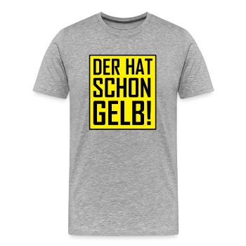 Der hat schon Gelb! - Männer Premium Bio T-Shirt - Grau meliert - Vorne - Damien (186cm)
