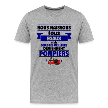 tous les hommes pompiers - T-shirt bio Premium Homme - gris chiné - Devant - Damien (186cm)