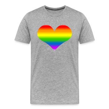 Regenbogen-Herz-Regenbogen - Männer Premium Bio T-Shirt - Grau meliert - Vorne - Damien (186cm)
