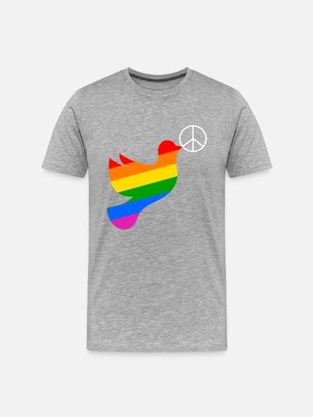 Friedenstaube Regenbogenfahne Peace - Männer Premium Bio T-Shirt - Grau meliert