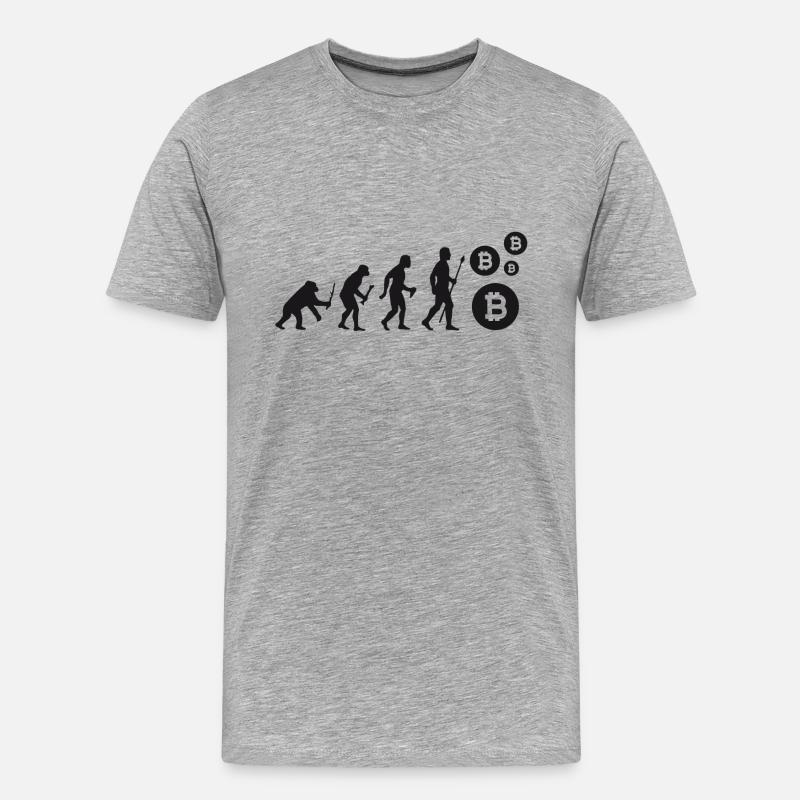 Evolution Bitcoin Bit Coin Shirt - Männer Premium Bio T-Shirt - Grau meliert