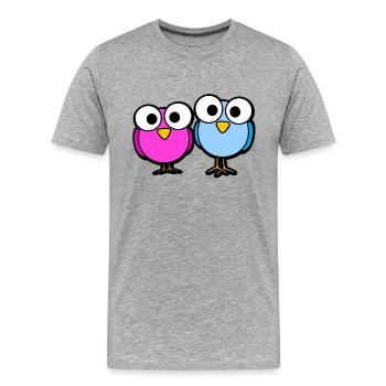 Oiseaux Glubschaugen Cartoon doux - T-shirt bio Premium Homme - gris chiné - Devant - Damien (186cm)