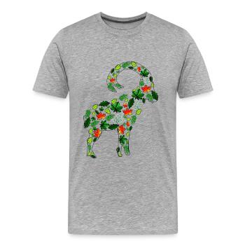 Bouquetin en feuilles - T-shirt bio Premium Homme - gris chiné - Devant - Damien (186cm)