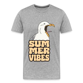 Seagull Crazy Summer Vibes - Männer Premium Bio T-Shirt - Grau meliert - Vorne - Damien (186cm)