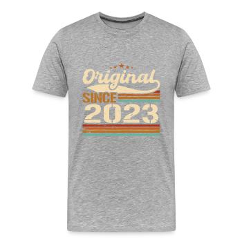 Original 2023 Vintage | Geburtstagsgeschenk 2023 - Männer Premium Bio T-Shirt - Grau meliert - Vorne - Damien (186cm)