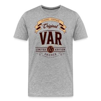 Département 83 Département Du Var France - T-shirt bio Premium Homme - gris chiné - Devant - Damien (186cm)