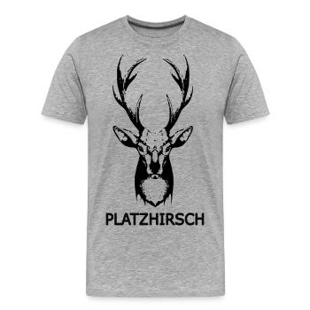 Platzhirsch Hirschkopf - Männer Premium Bio T-Shirt - Grau meliert - Vorne - Damien (186cm)