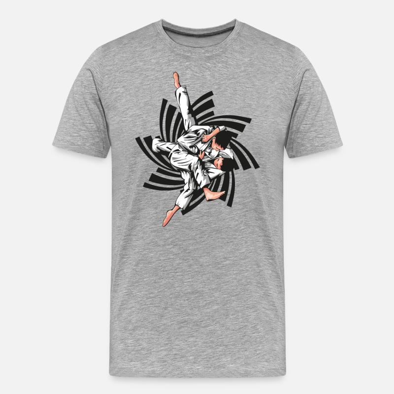 schwarzer Judogriff - Männer Premium Bio T-Shirt - Grau meliert