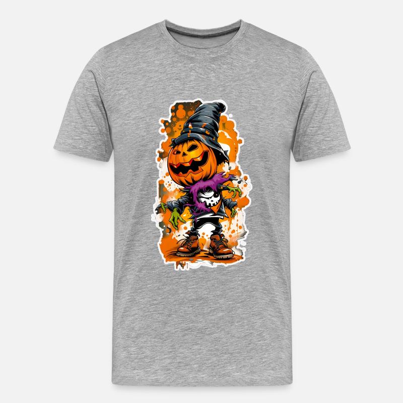 Jack o Lantern 02 - Männer Premium Bio T-Shirt - Grau meliert