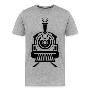 Dampflok Grafik - Männer Premium Bio T-Shirt - Grau meliert - Vorne - Damien (186cm)