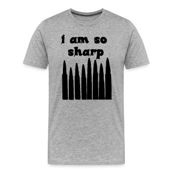 I Am So Sharp Bullet Typography Dark Statement Art - Men's Premium Organic T-Shirt - heather grey - Front - Damien (186cm)